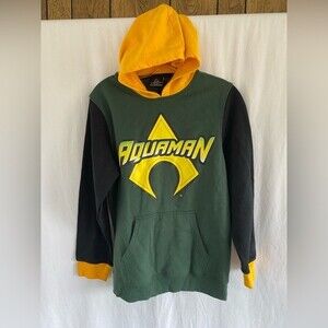Boys Large Aqua man Hoodie Pullover Sweatshirt DC Comics